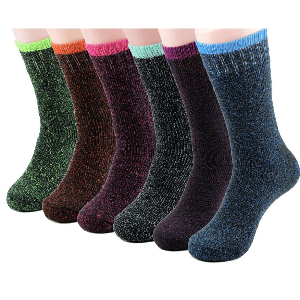 Ladies Soft Warm Winter Thermal Socks Assorted Colors 6 Pack Fits Size 4-10